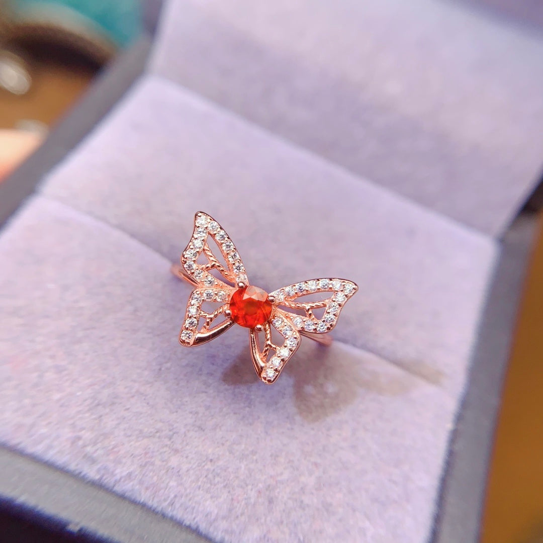 S925 silver Natural fanta garnet ring