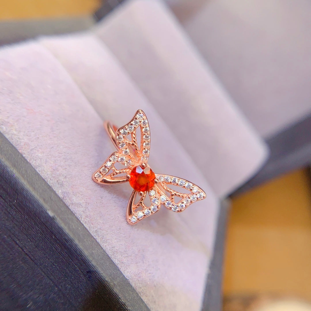 S925 silver Natural fanta garnet ring