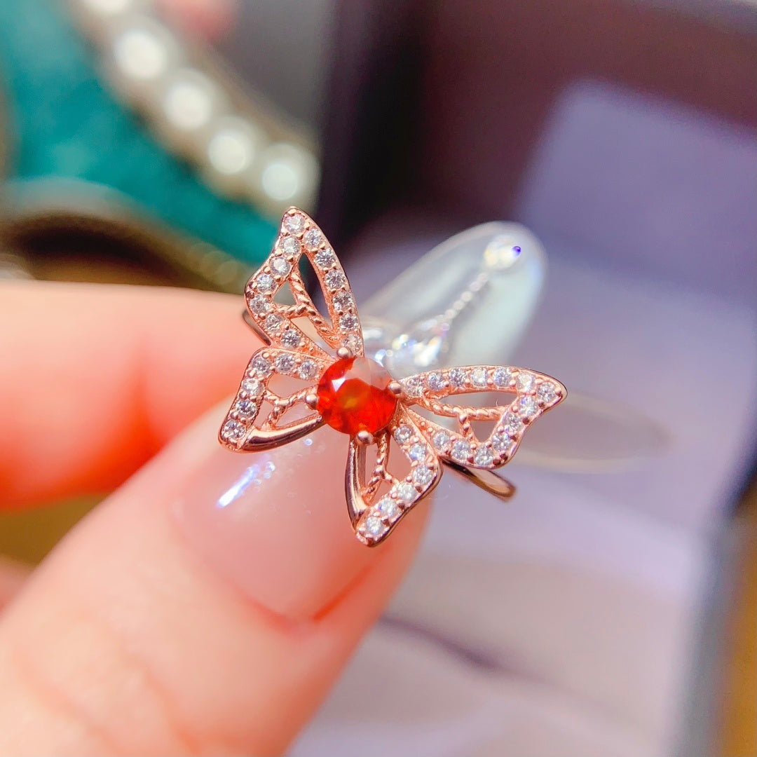 S925 silver Natural fanta garnet ring