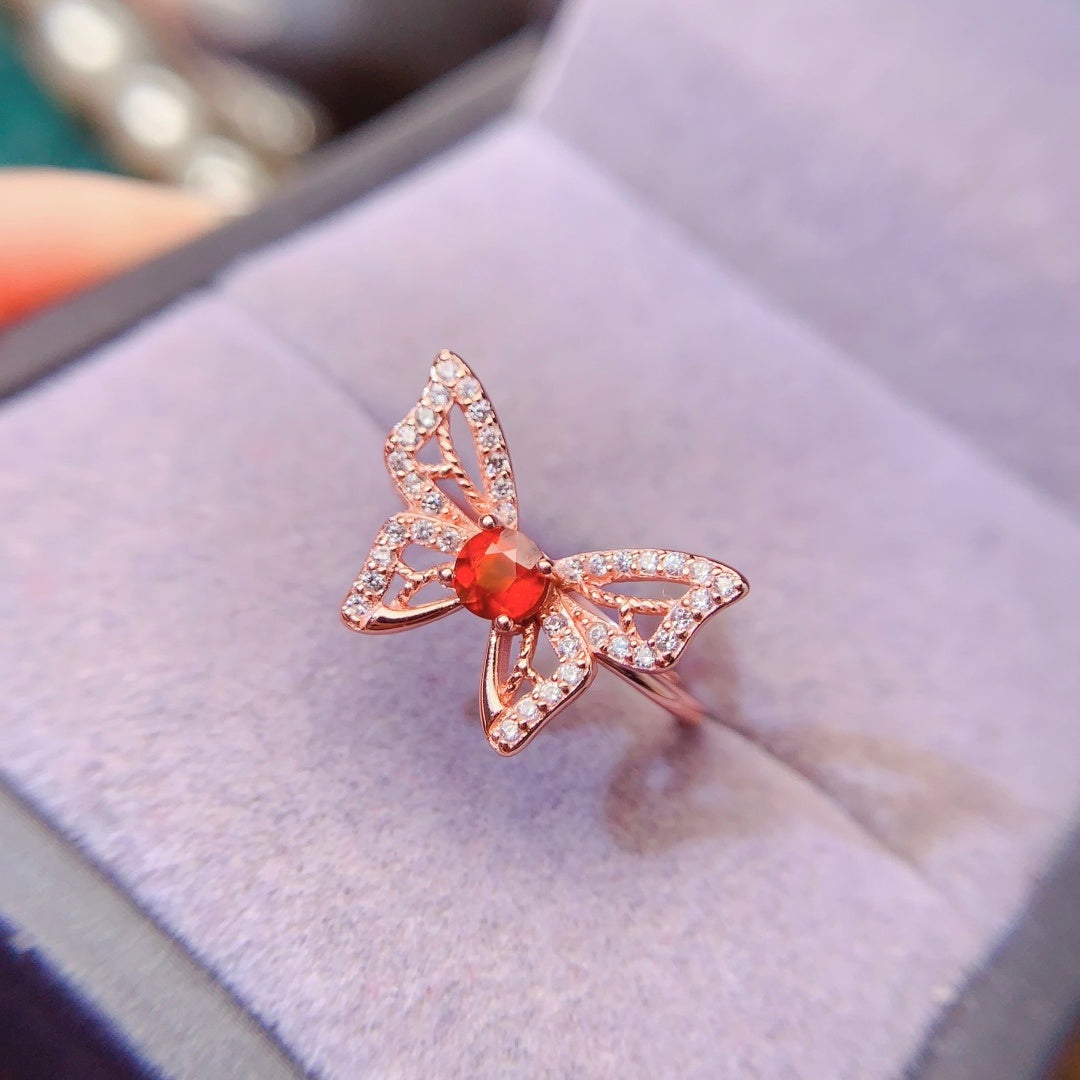 S925 silver Natural fanta garnet ring