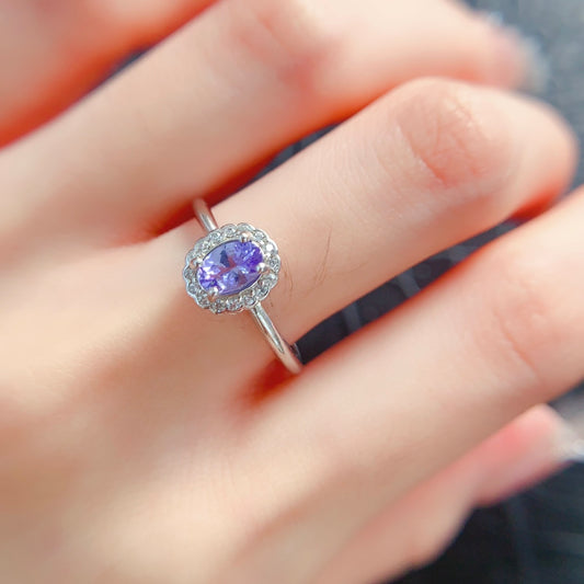 S925 Silver Natural Tanzanite Vintage Ring