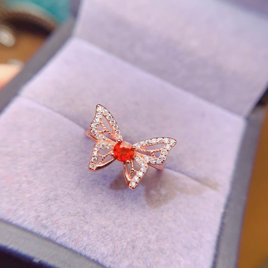 S925 silver Natural fanta garnet ring